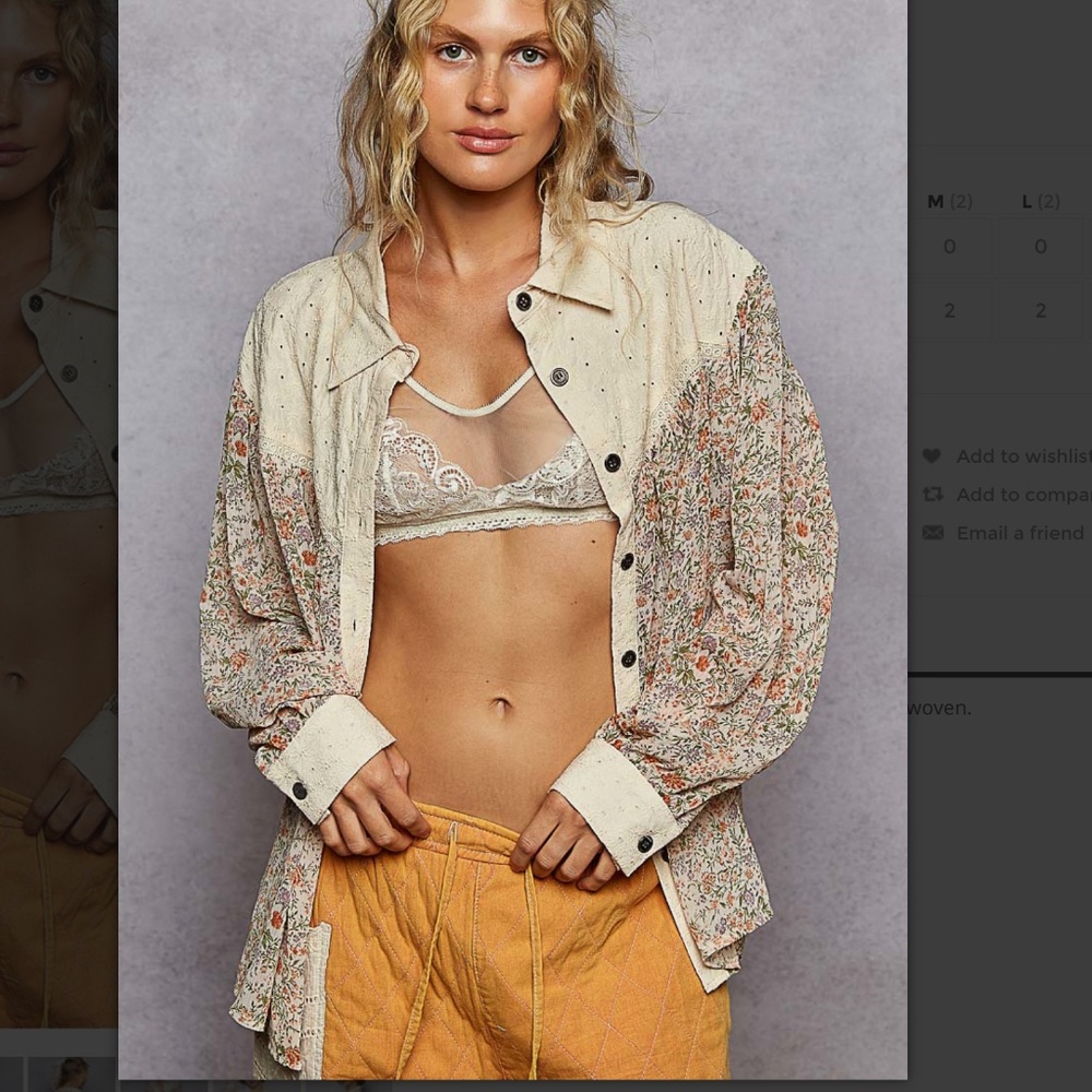 POL Floral Cream Button-Down Shirt